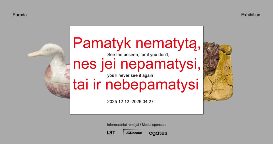 See The Unseen, For If You Don't, You'll Never See It Again <span class="slider-name"><a href="https://www.lndm.lt/pamatyk-nematyta-nes-jei-nepamatysi-tai-ir-nebepamatysi/?lang=en">See The Unseen, For If You Don't, You'll Never See It Again</a></span><span class="sldier-meta">12 December, 2025 – 27 April, 2026</span>