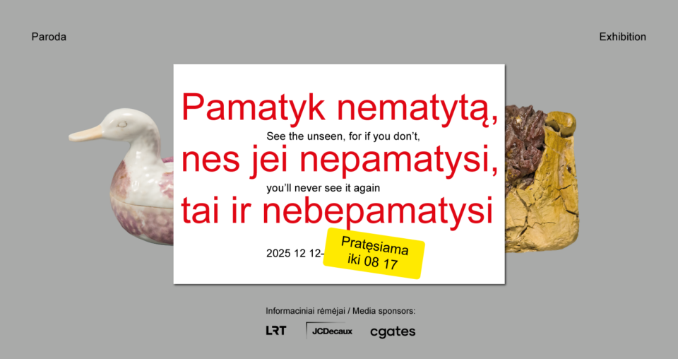 <span class="slider-name"><a href="https://www.lndm.lt/pamatyk-nematyta-nes-jei-nepamatysi-tai-ir-nebepamatysi/">Pamatyk nematytą, nes jei nepamatysi, tai ir nebepamatysi</a></span><span class="sldier-meta">2025 m. gruodžio 12 d. – 2026 m. rugpjūčio 17 d.</span>